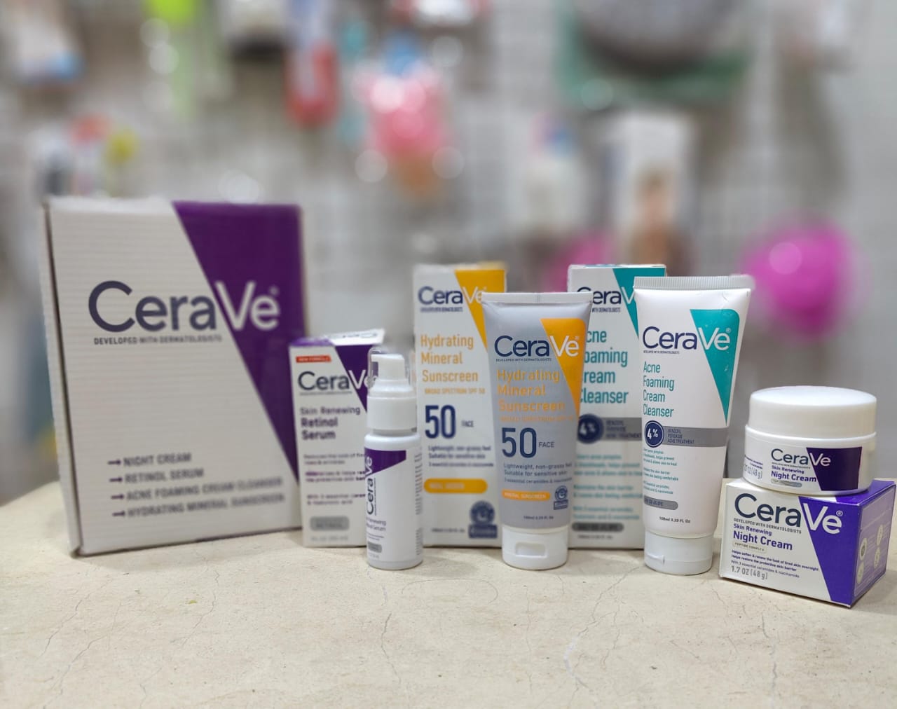 CeraVe 4-in-1 Skincare Kit: Night Cream, Sunblock, Cleanser & Serum for Radiant Skin
